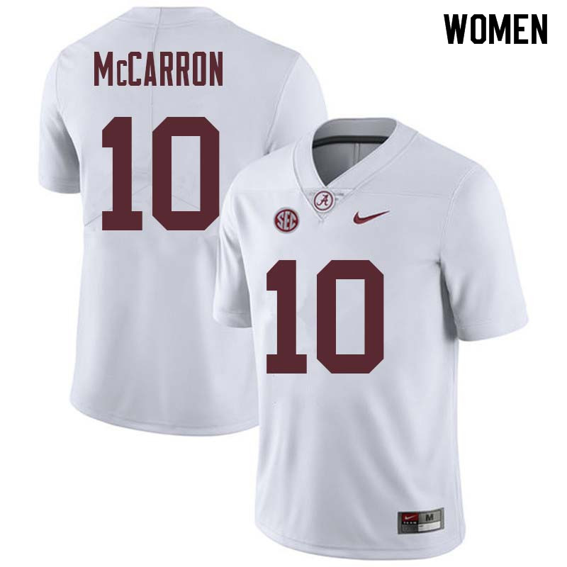 Women #10 AJ McCarron Alabama Crimson Tide College Football Jerseys Sale-White